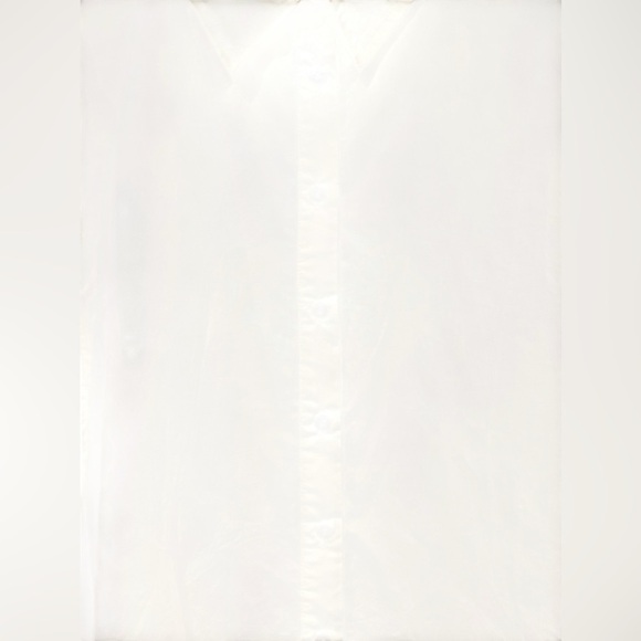 P Cill Poplin Button Up Blouse 3/4 Poof Balloon Sleeves White Large Elegant Work - Picture 10 of 12